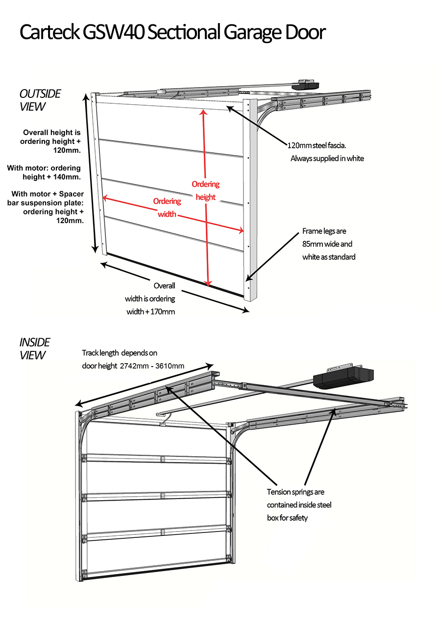 Centre Ribbed Wood Design Sectional Garage Doors Steel Carteck